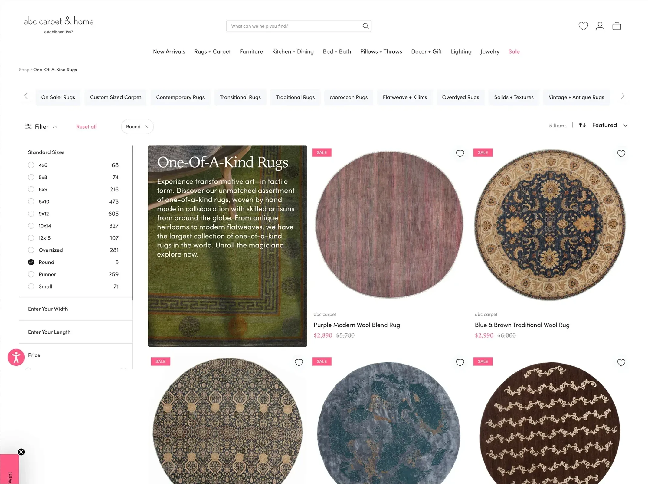 ABC Carpet & Home product discovery