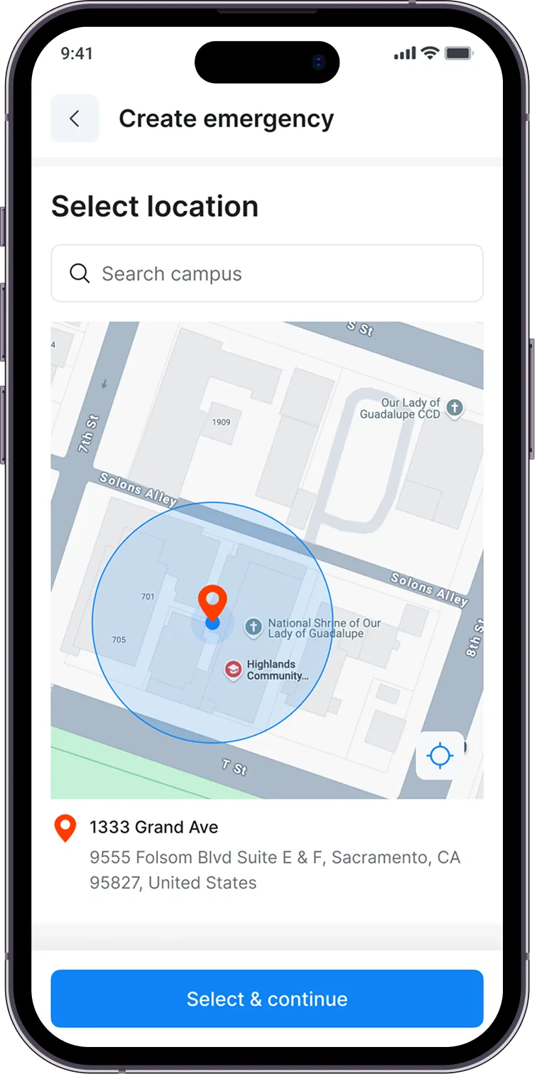Highlands emergency location selection
